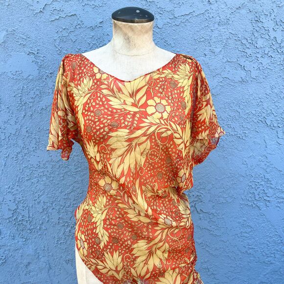 Y2k Asymmetric Blouse Ruched Side Size Small - Picture 2 of 9